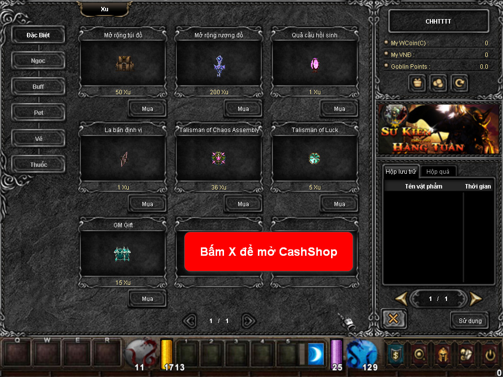 Chức năng chính của Game MU Chiến Thắng